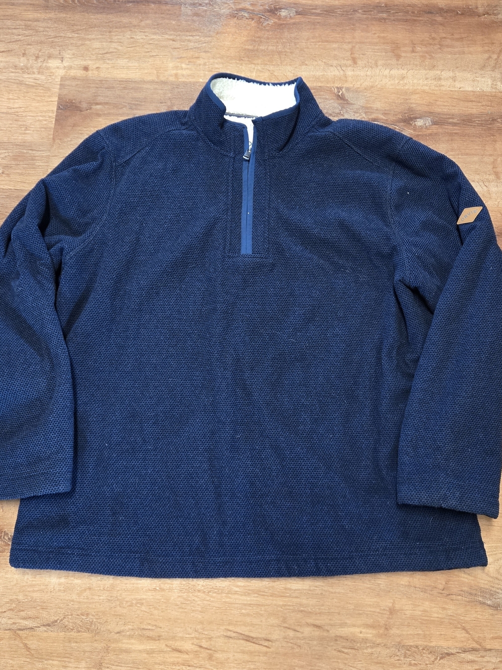 Orvis Men's Navy Half-Zip Sherpa Lined Sweater Extra Large